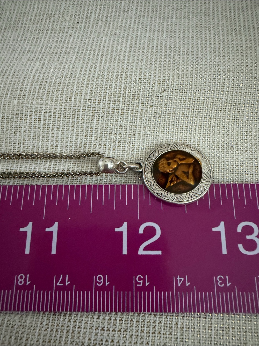 Sterling Silver Pendant Necklace with Amber Accent - Brown - Picture 4 of 4